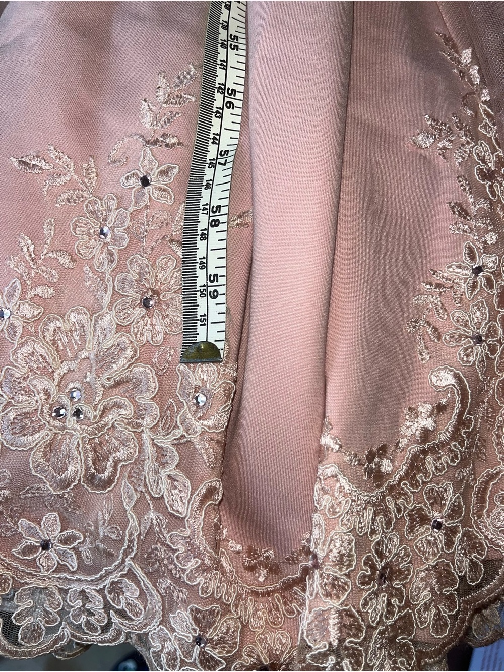 Blush Pink Lace-Trim Maxi Evening Dress - Picture 11 of 12